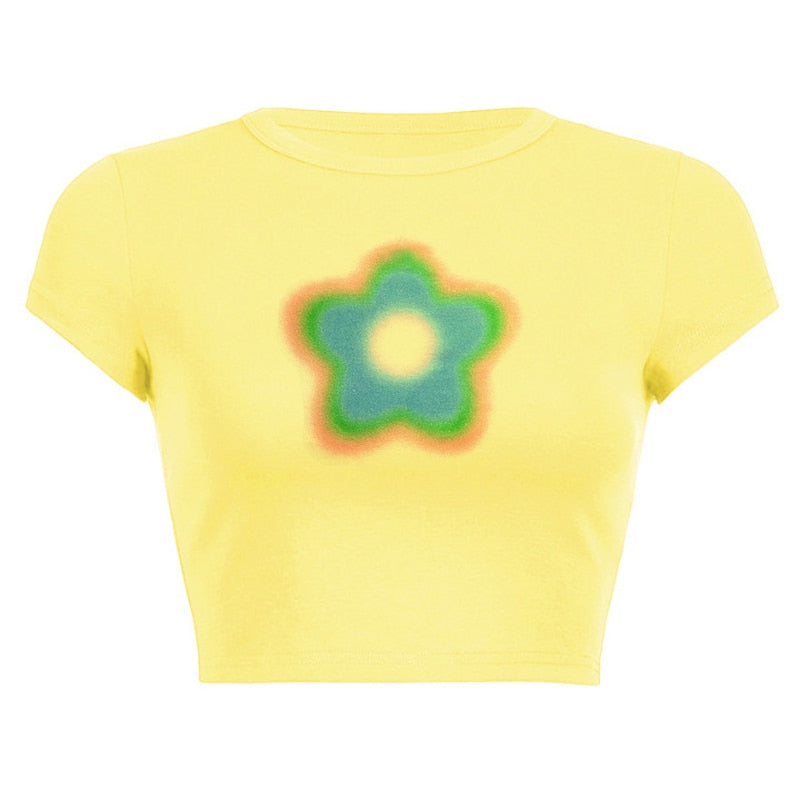 Preppy Aesthetic Tie Dye Aura Floral Crop Top