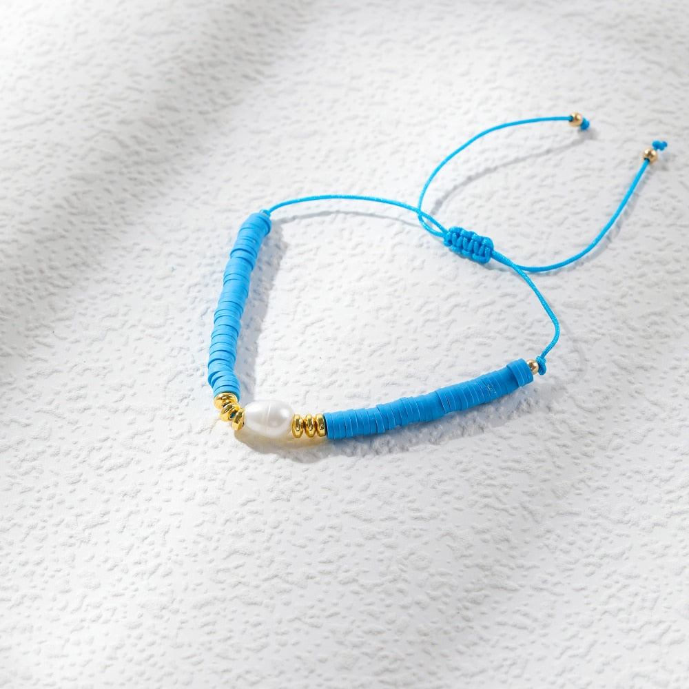 Preppy Aesthetic Colorful Beaded Pearl Bracelets