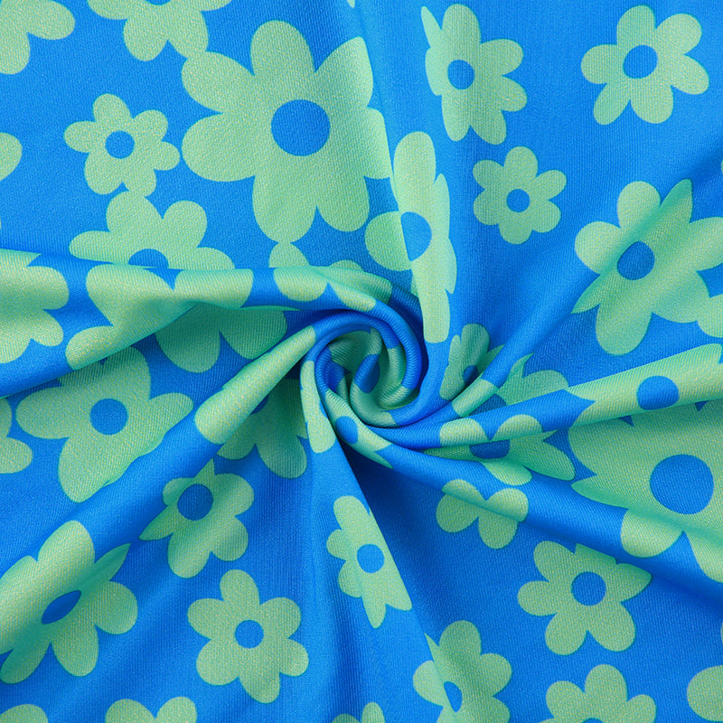 Preppy Floral Print Blue Summer Dress