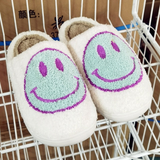 Preppy Smiley Face Cozy Slippers