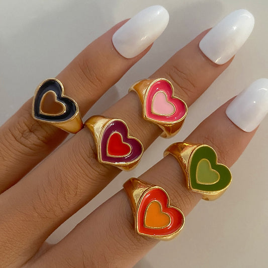 Aesthetic Two Tone Heart Rings