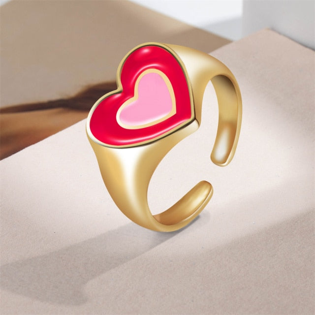 Aesthetic Two Tone Heart Rings