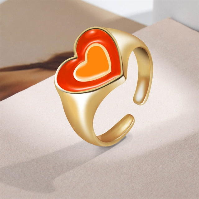 Aesthetic Two Tone Heart Rings