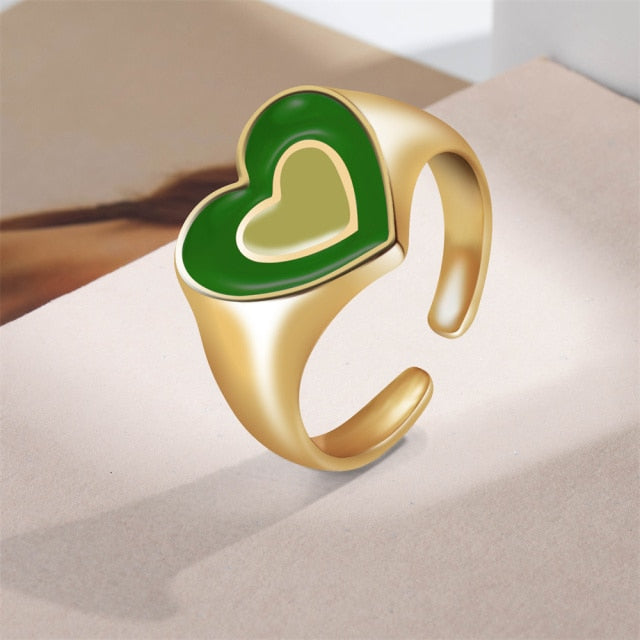 Aesthetic Two Tone Heart Rings