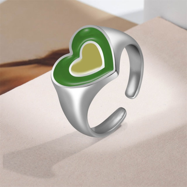 Aesthetic Two Tone Heart Rings