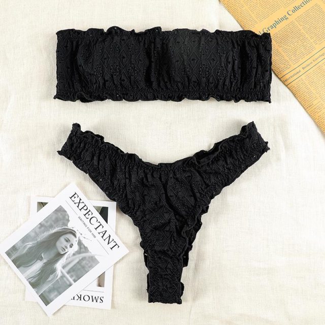 Aesthetic Ruffles Preppy Bikini Swimsuit Set