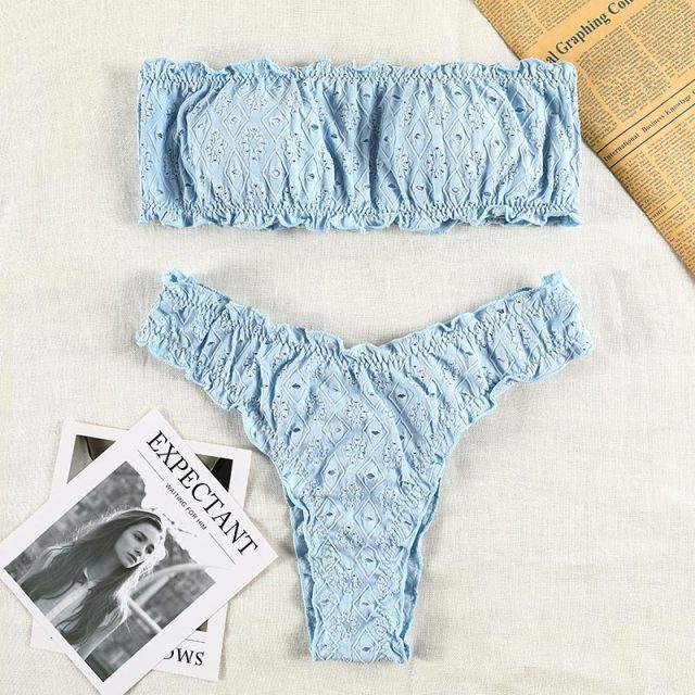 Aesthetic Ruffles Preppy Bikini Swimsuit Set