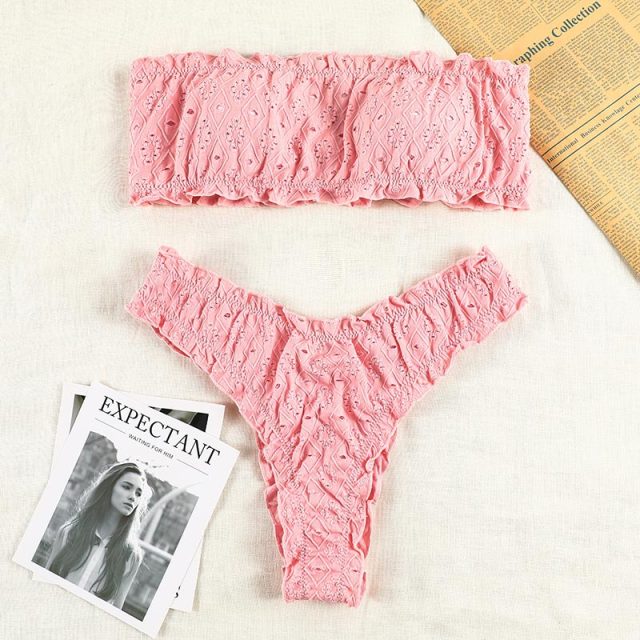 Aesthetic Ruffles Preppy Bikini Swimsuit Set