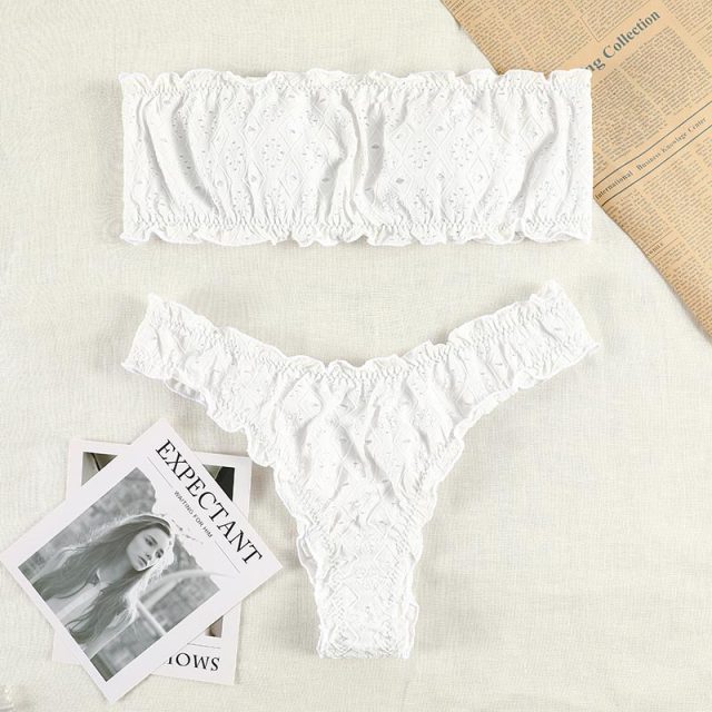 Aesthetic Ruffles Preppy Bikini Swimsuit Set