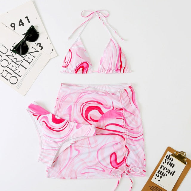 3 Pieces Trendy Bikini Swimsuit Set