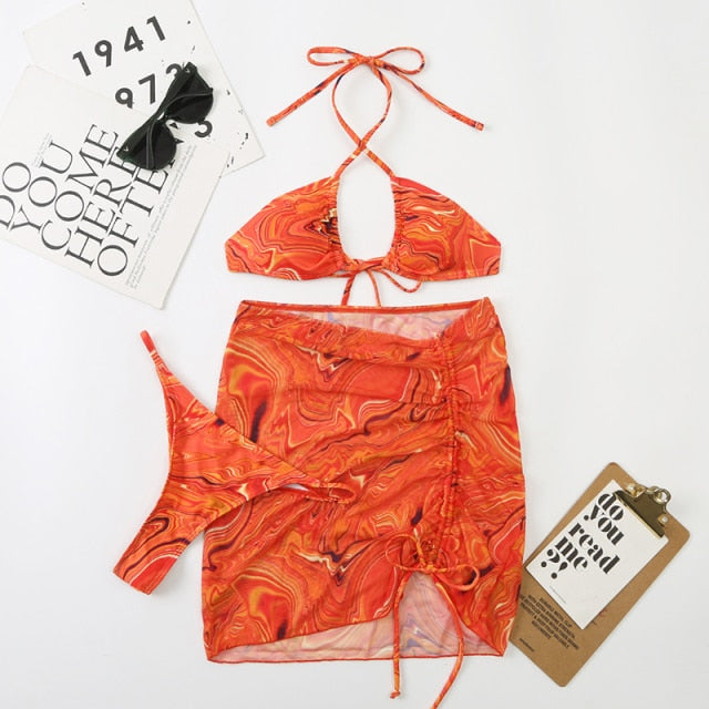 3 Pieces Trendy Bikini Swimsuit Set