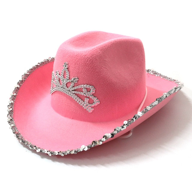 Preppy Crown Tiara Pink Cowgirl Hat