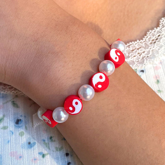 Yin Yang Preppy Aesthetic Beaded Pearl Charm Bracelets