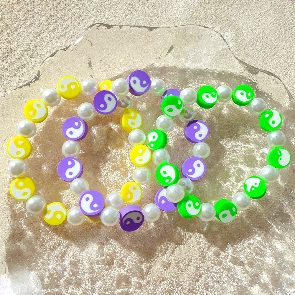 Yin Yang Preppy Aesthetic Beaded Pearl Charm Bracelets