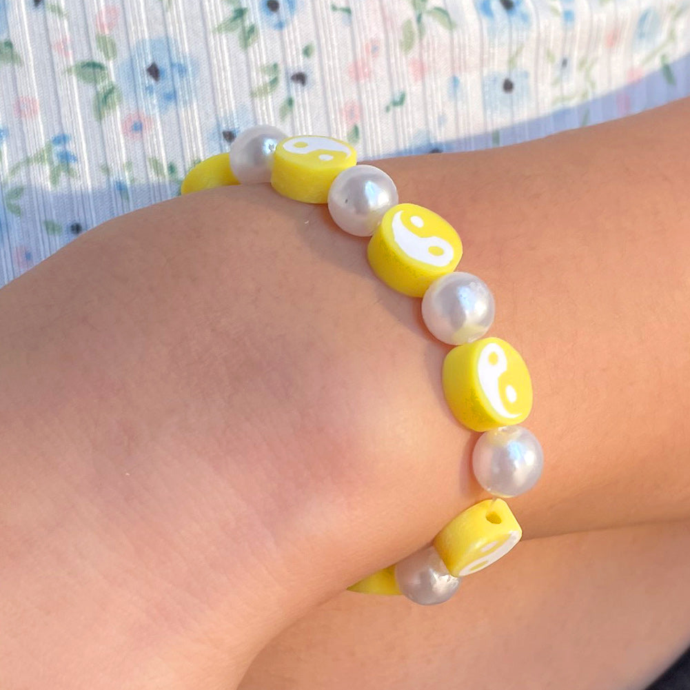 Yin Yang Preppy Aesthetic Beaded Pearl Charm Bracelets