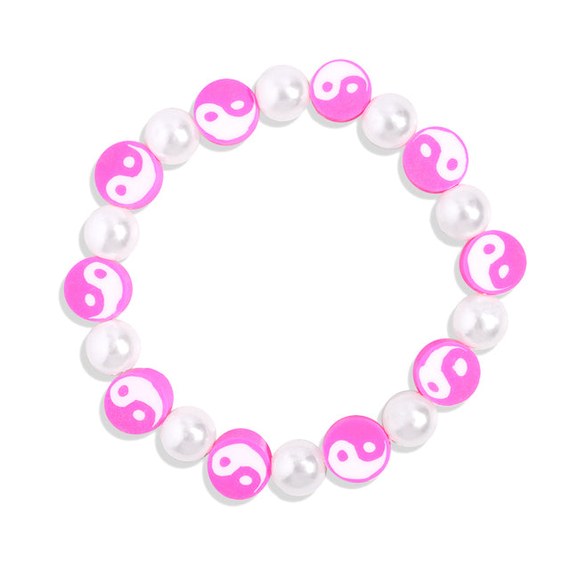 Yin Yang Preppy Aesthetic Beaded Pearl Charm Bracelets