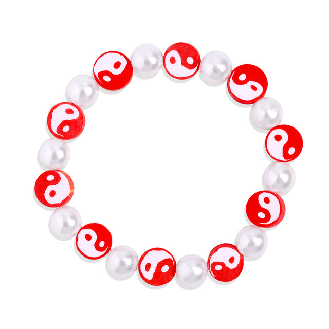 Yin Yang Preppy Aesthetic Beaded Pearl Charm Bracelets