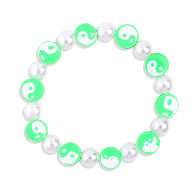 Yin Yang Preppy Aesthetic Beaded Pearl Charm Bracelets
