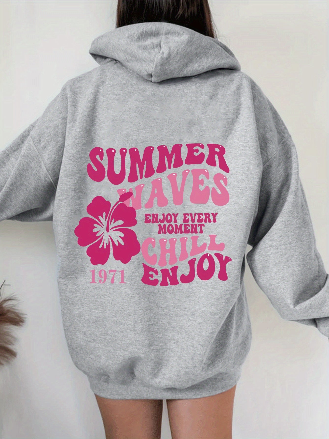 Summer Waves Preppy Aesthetic Hibiscus Flower Hoodie