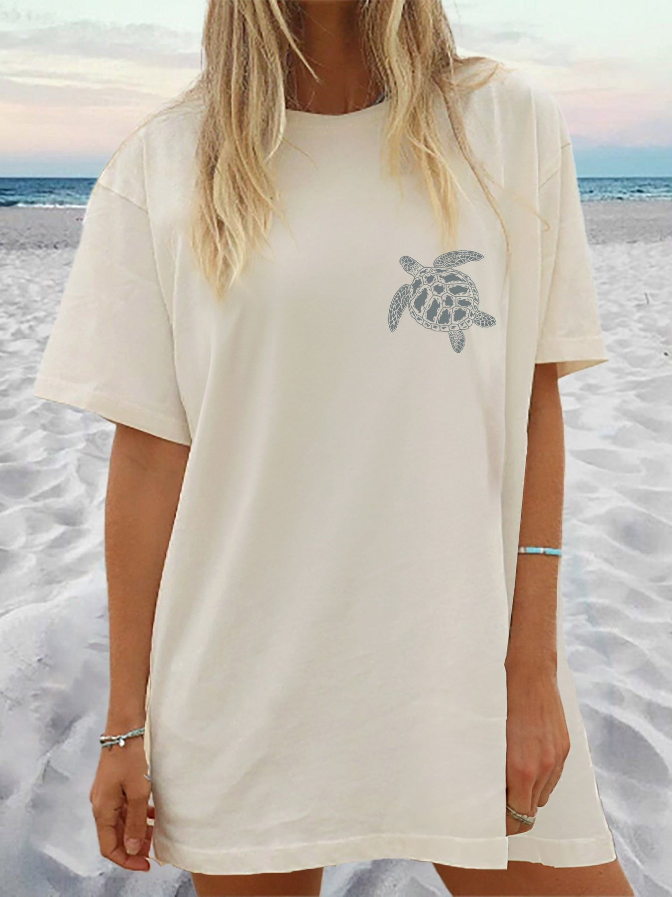 The Ocean Is Calling Preppy Aesthetic Turtle Graphic T-shirt