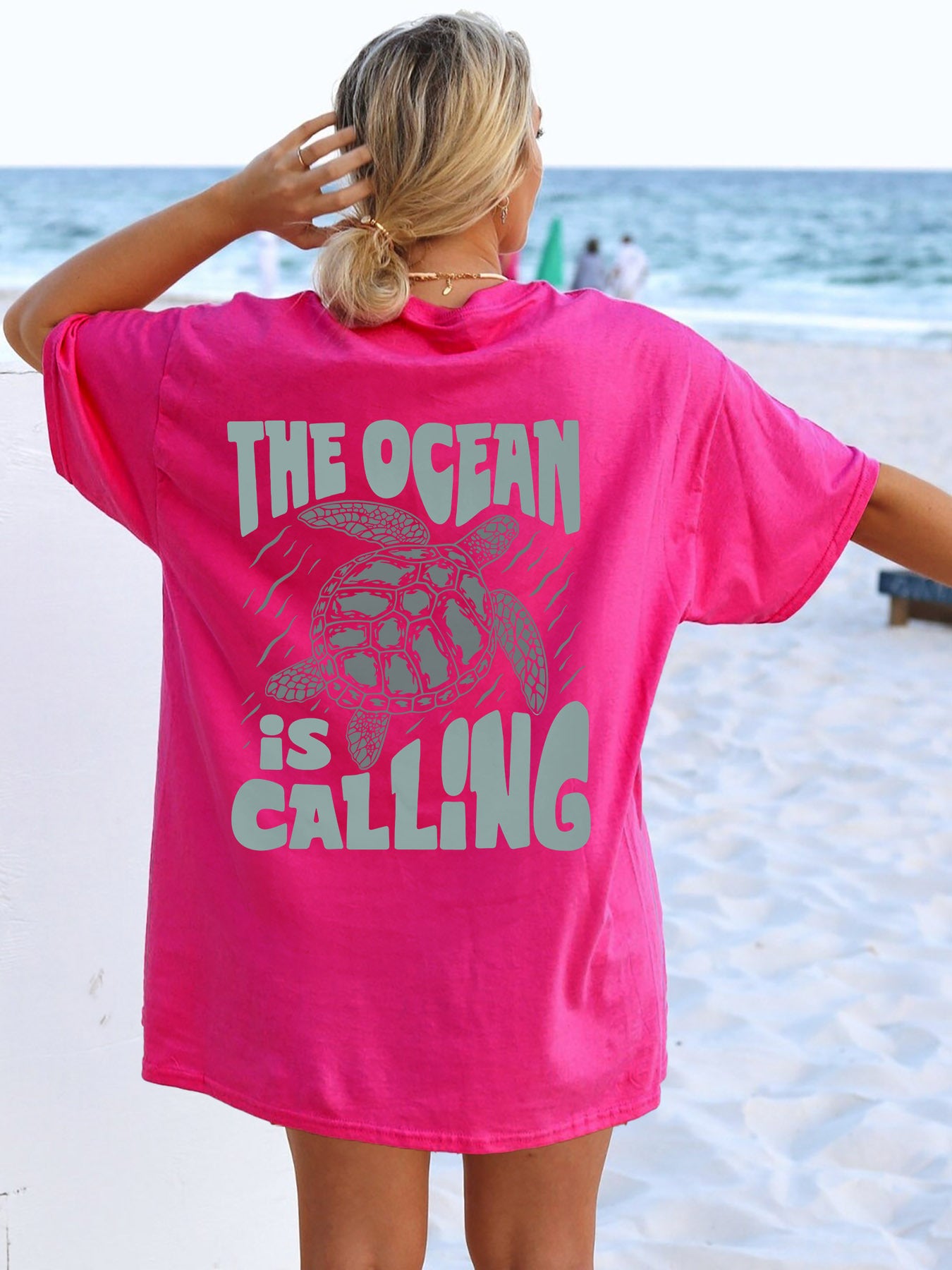 The Ocean Is Calling Preppy Aesthetic Turtle Graphic T-shirt