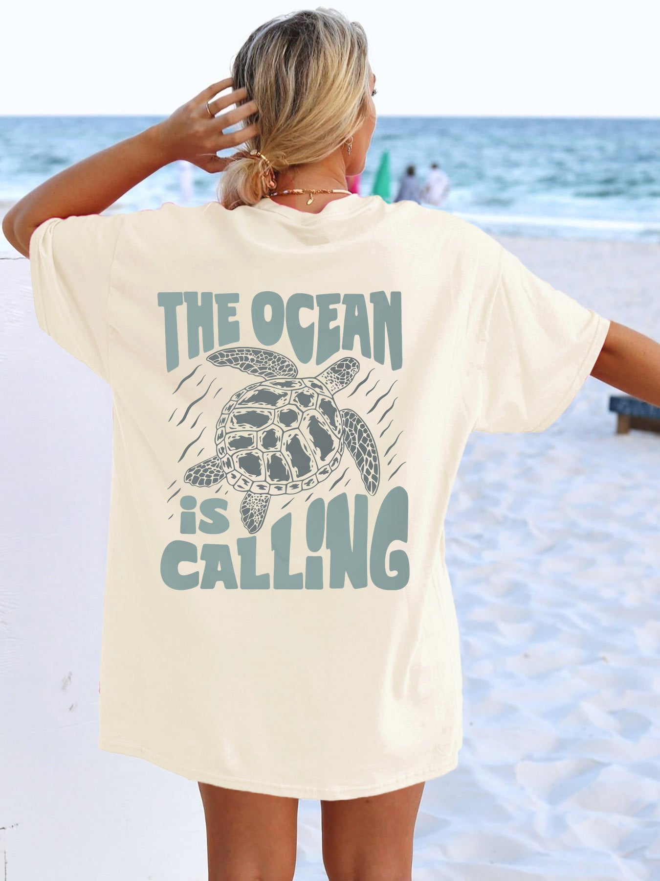 The Ocean Is Calling Preppy Aesthetic Turtle Graphic T-shirt