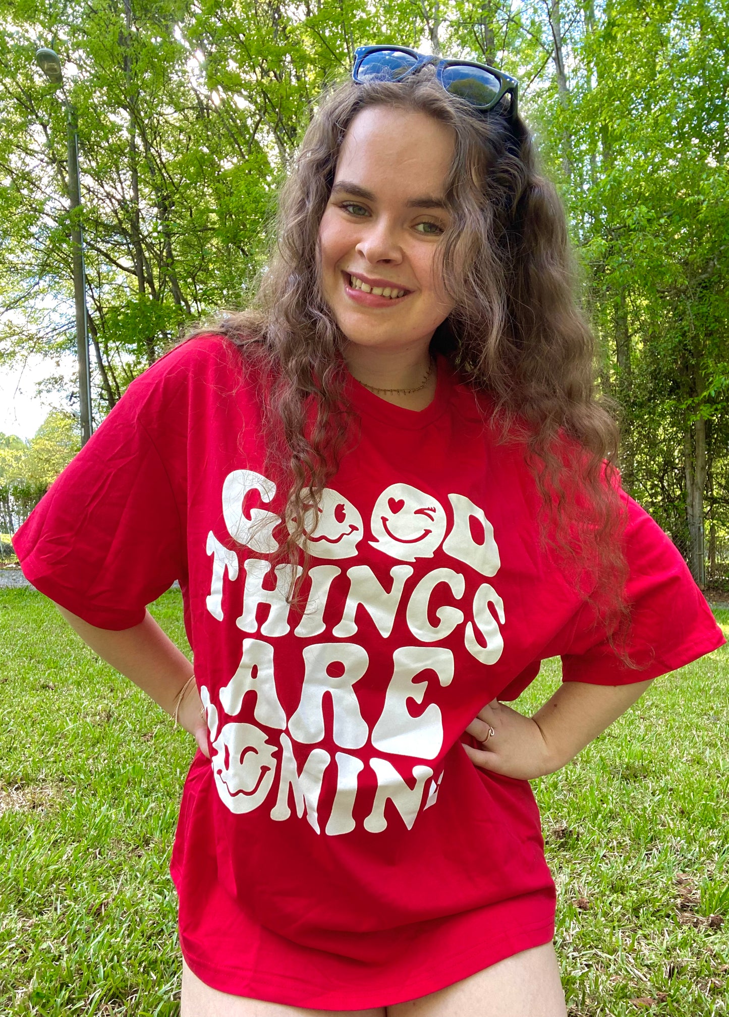 Good Things Are Coming Preppy Aesthetic Smiley Face Graphic Tee
