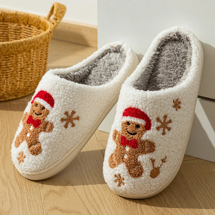 Preppy Aesthetic Christmas Gingerbread Winter Cozy Slippers