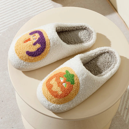 Halloween Pumpkin Ghost Cookies Cozy Slippers