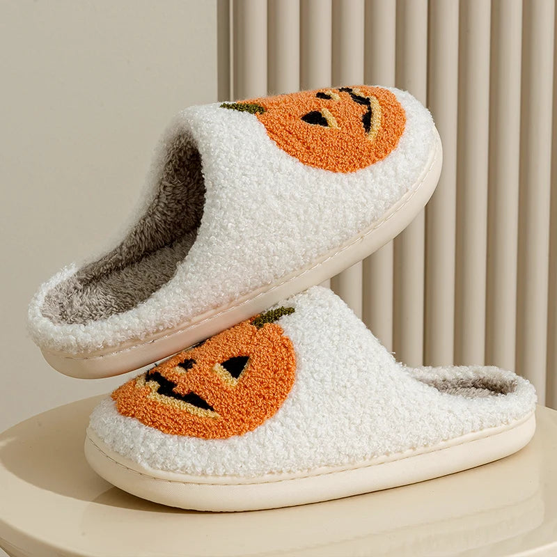 Halloween Pumpkin Preppy Aesthetic Cozy Slippers