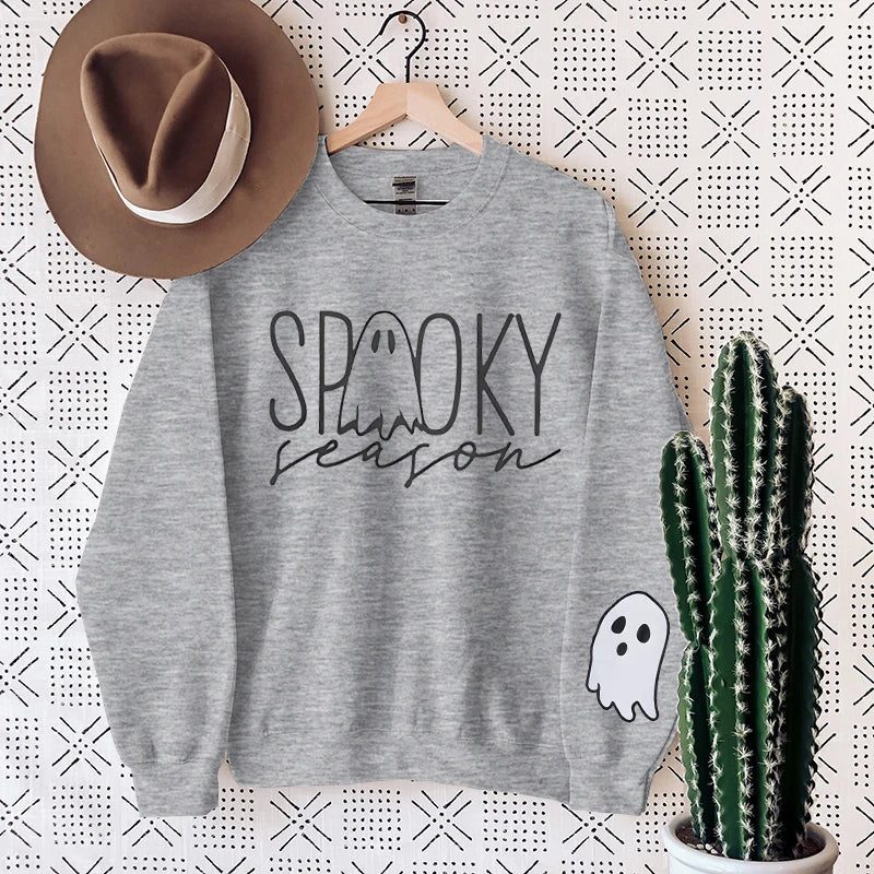 Halloween Spooky Season Ghost Preppy Aesthetic Crewneck Sweatshirt