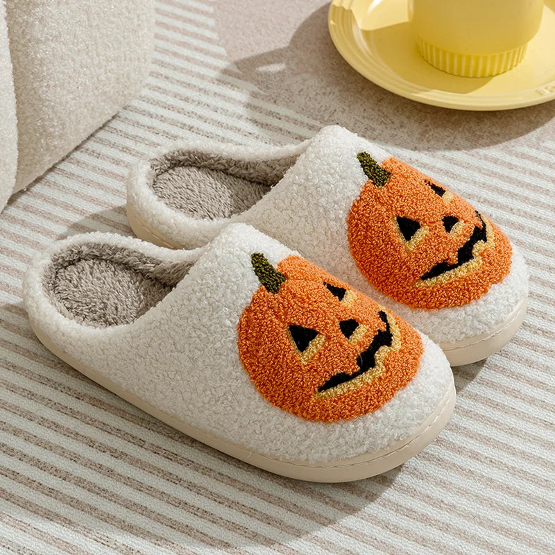 Halloween Pumpkin Preppy Aesthetic Cozy Slippers