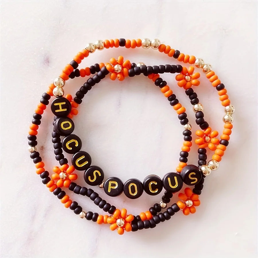 Halloween Preppy Aesthetic Beaded Friendship Bracelets 3pcs/set