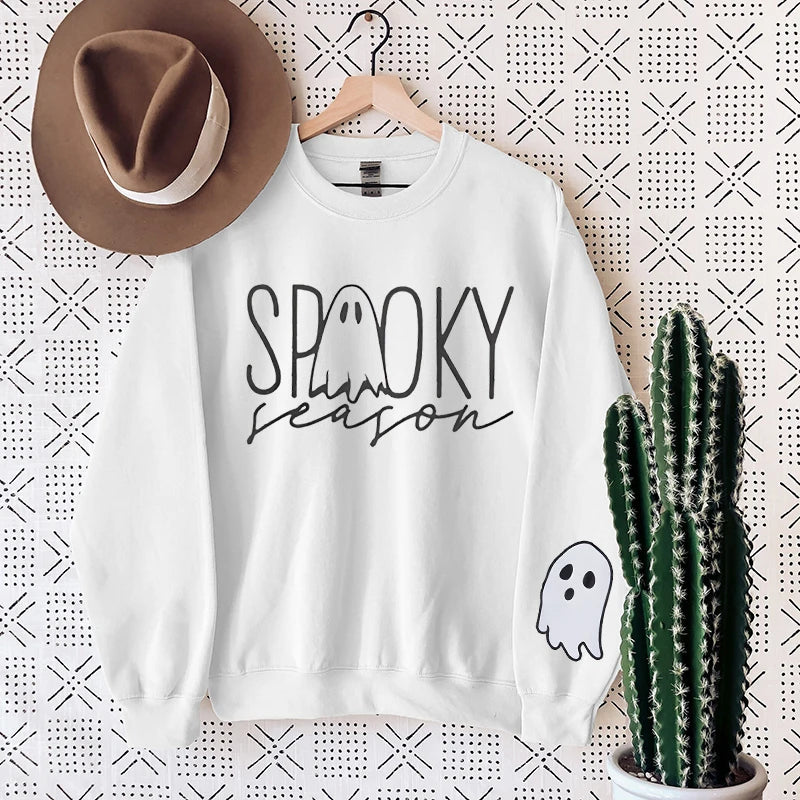 Halloween Spooky Season Ghost Preppy Aesthetic Crewneck Sweatshirt