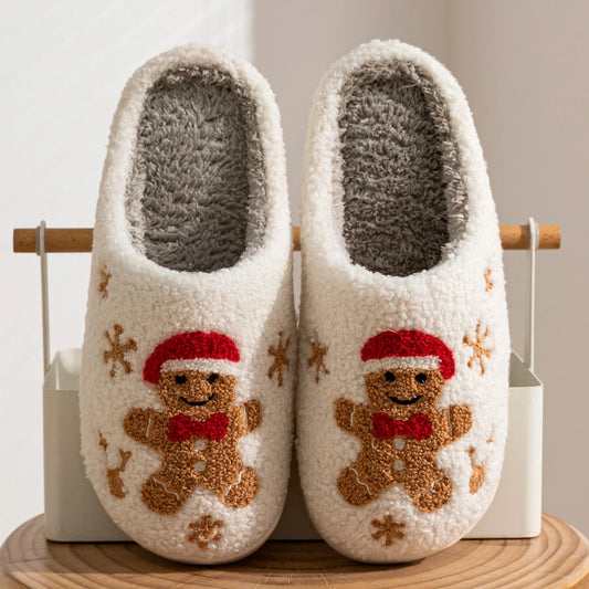 Preppy Aesthetic Christmas Gingerbread Winter Cozy Slippers