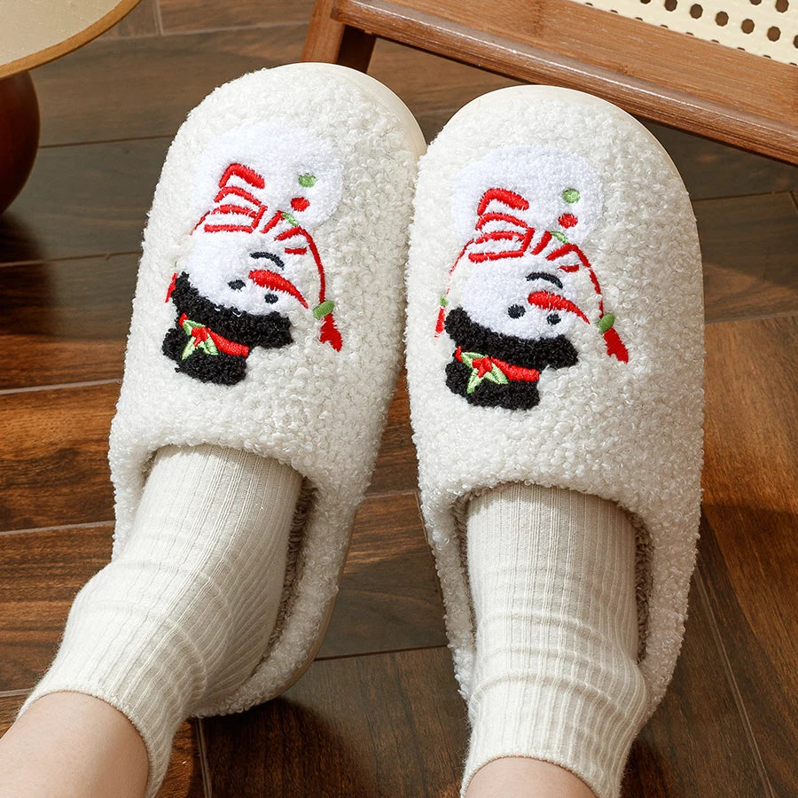 Preppy Aesthetic Cozy Snowman Winter Slippers