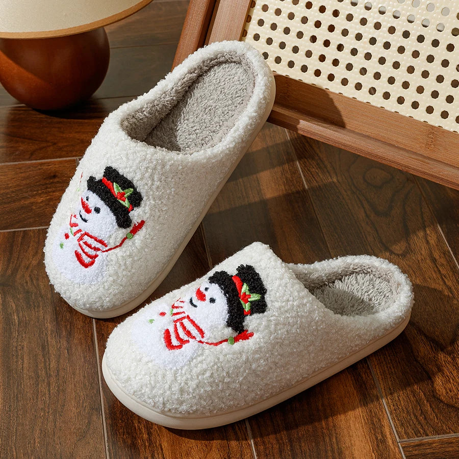 Preppy Aesthetic Cozy Snowman Winter Slippers