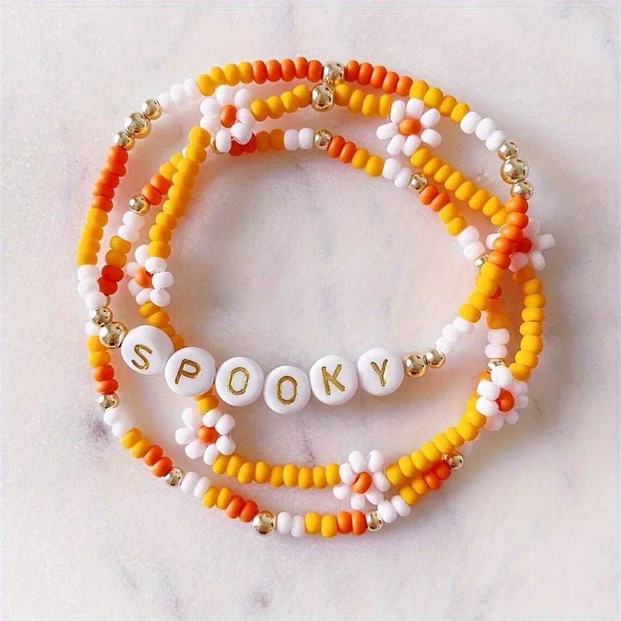 Halloween Preppy Aesthetic Beaded Friendship Bracelets 3pcs/set