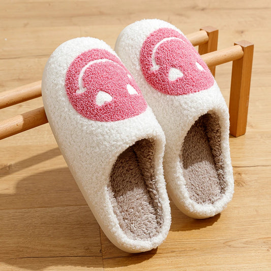 Preppy Aesthetic Smiley Face Heart Eyes Cozy Slippers
