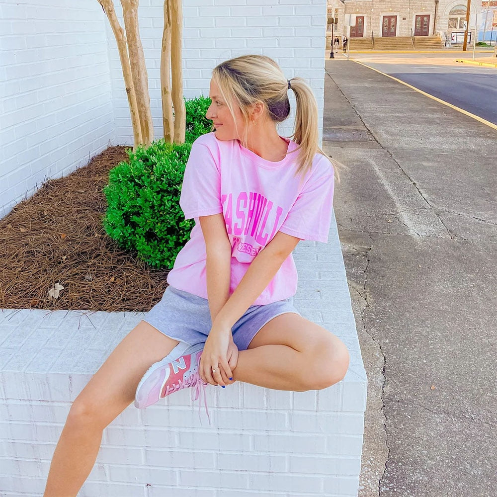Nashville Tennessee Preppy Aesthetic Pink Graphic T-shirt