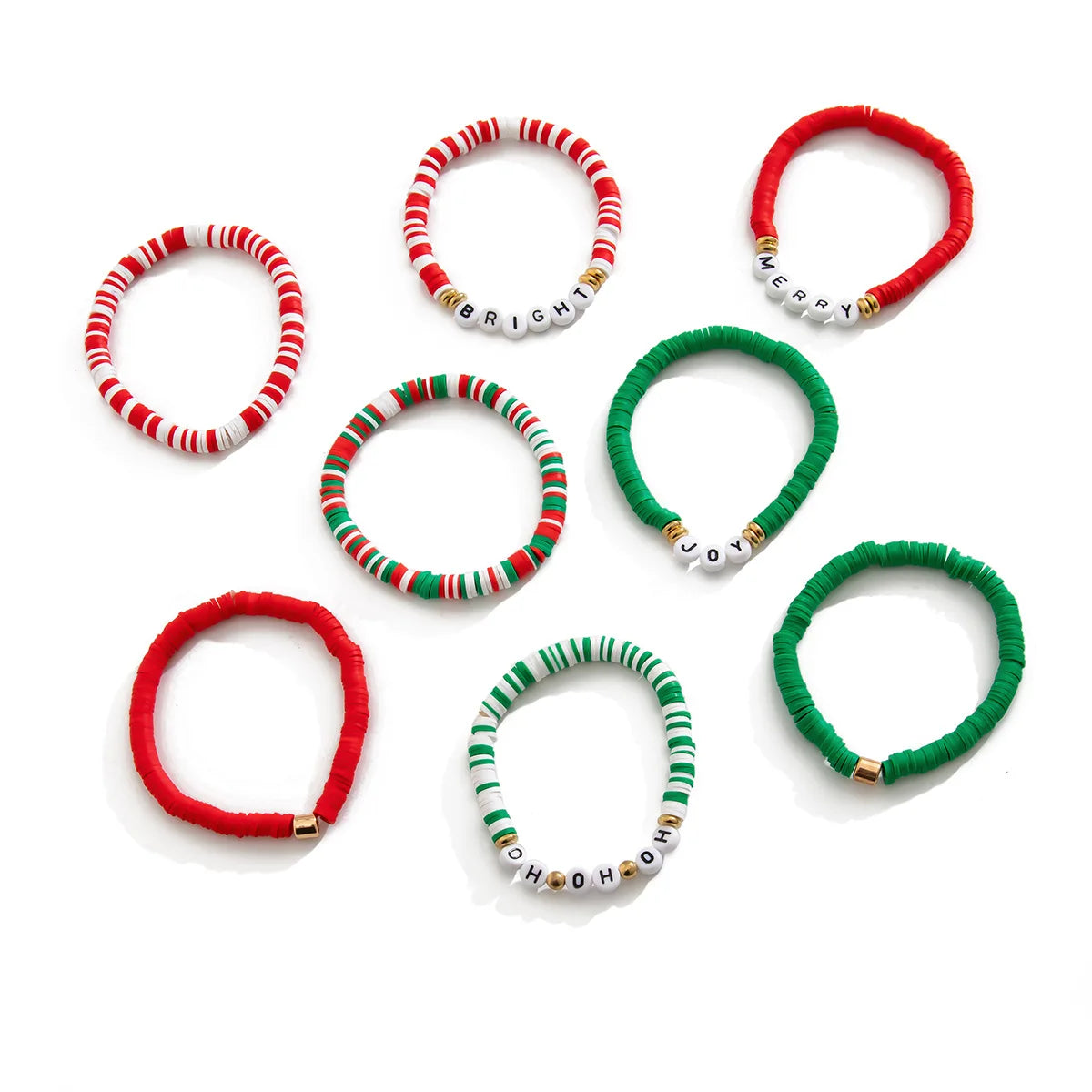 Preppy Aesthetic Beaded Christmas Holiday Friendship Bracelet Set (8 pack)