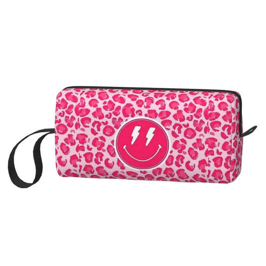 Preppy Aesthetic Pink Leopard Smiley Face Bag