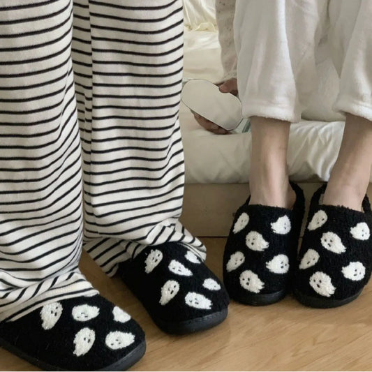 Halloween Preppy Aesthetic Spooky Ghost Cozy Slippers