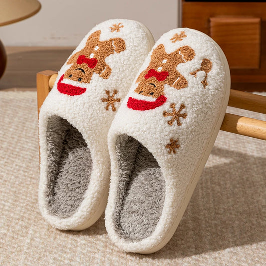 Preppy Aesthetic Christmas Gingerbread Winter Cozy Slippers