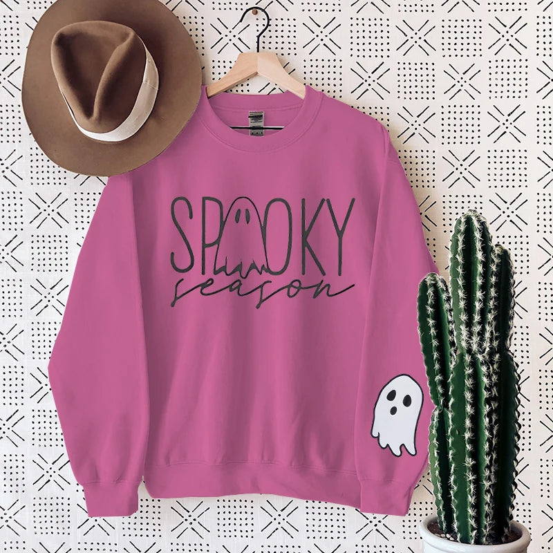 Halloween Spooky Season Ghost Preppy Aesthetic Crewneck Sweatshirt