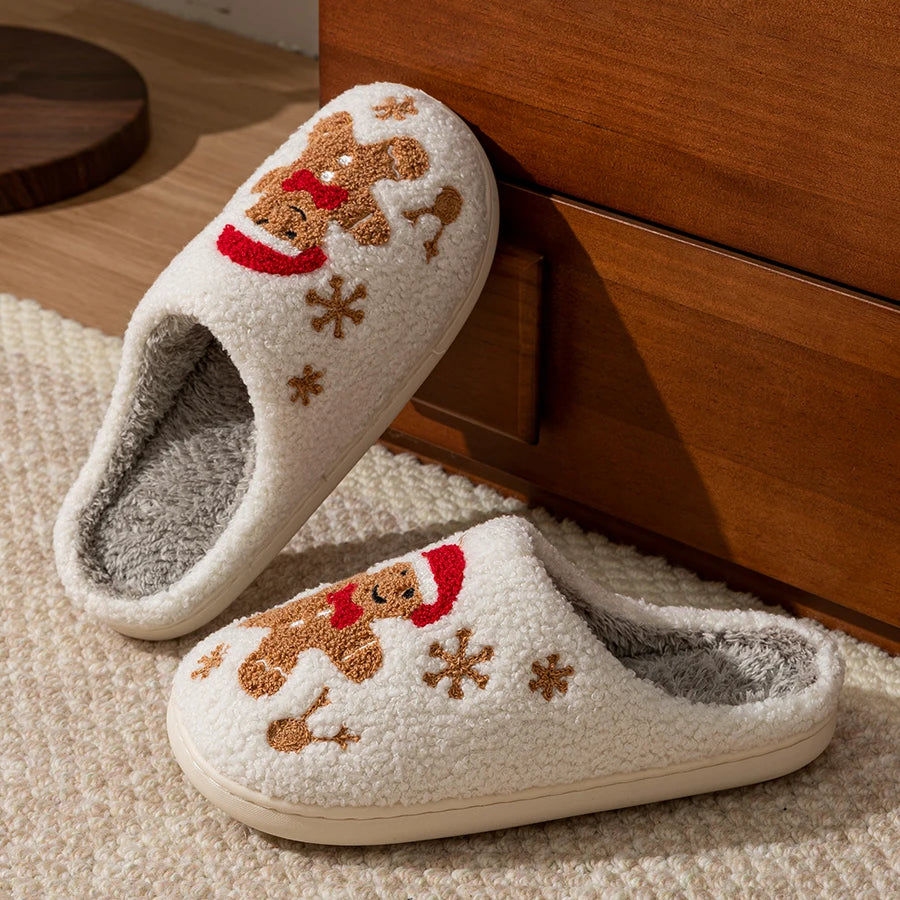 Preppy Aesthetic Christmas Gingerbread Winter Cozy Slippers