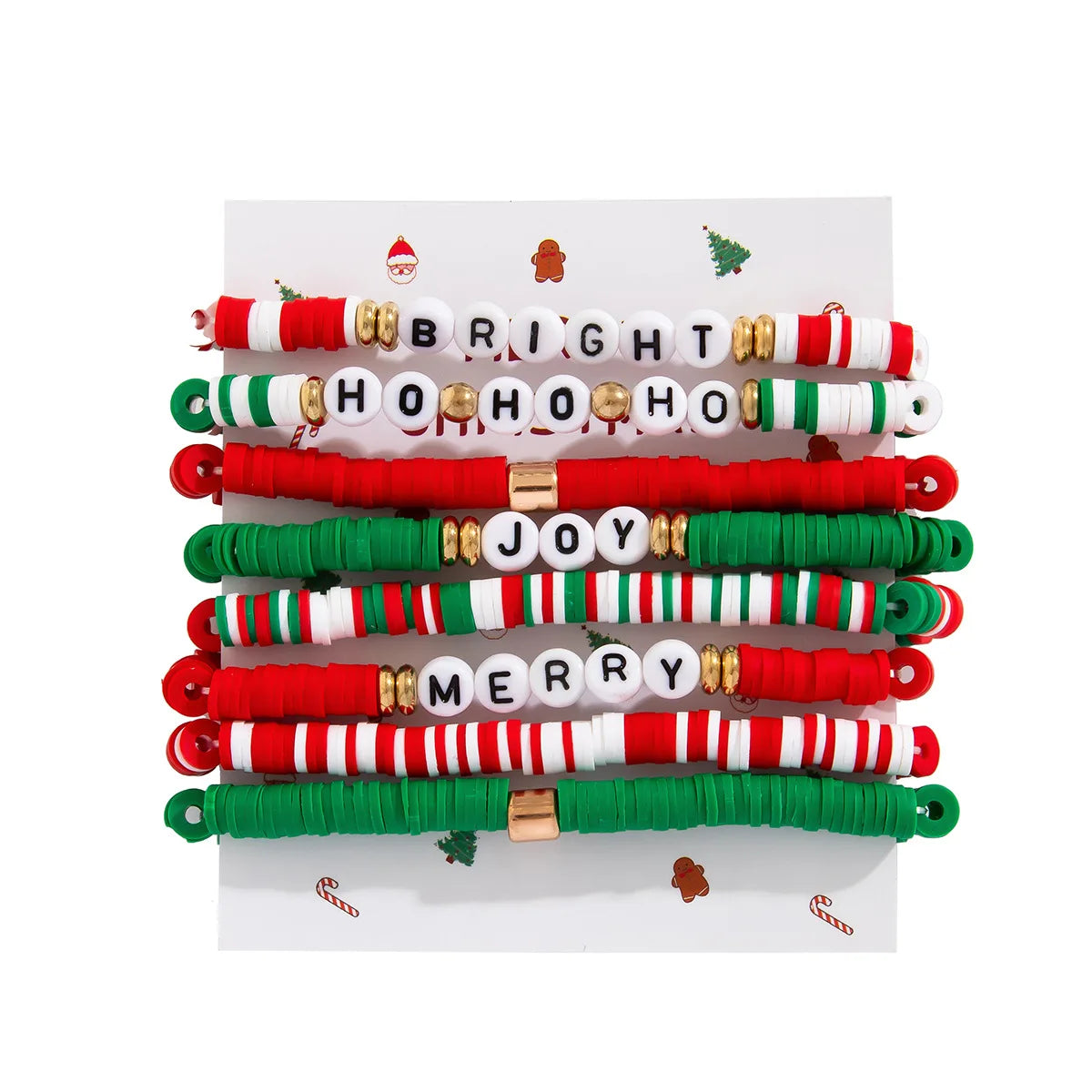 Preppy Aesthetic Beaded Christmas Holiday Friendship Bracelet Set (8 pack)