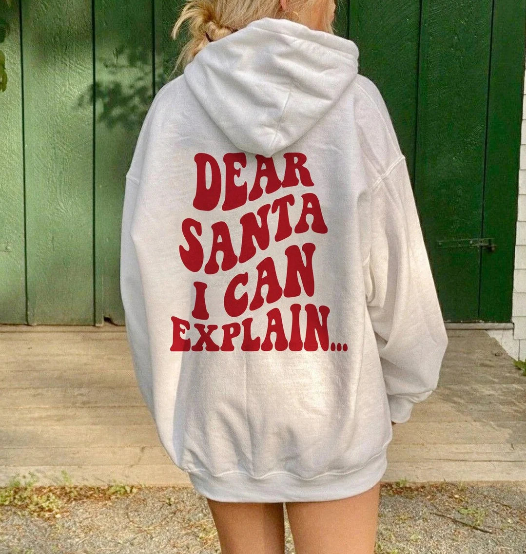 Dear Santa I Can Explain Preppy Aesthetic Christmas Hoodie