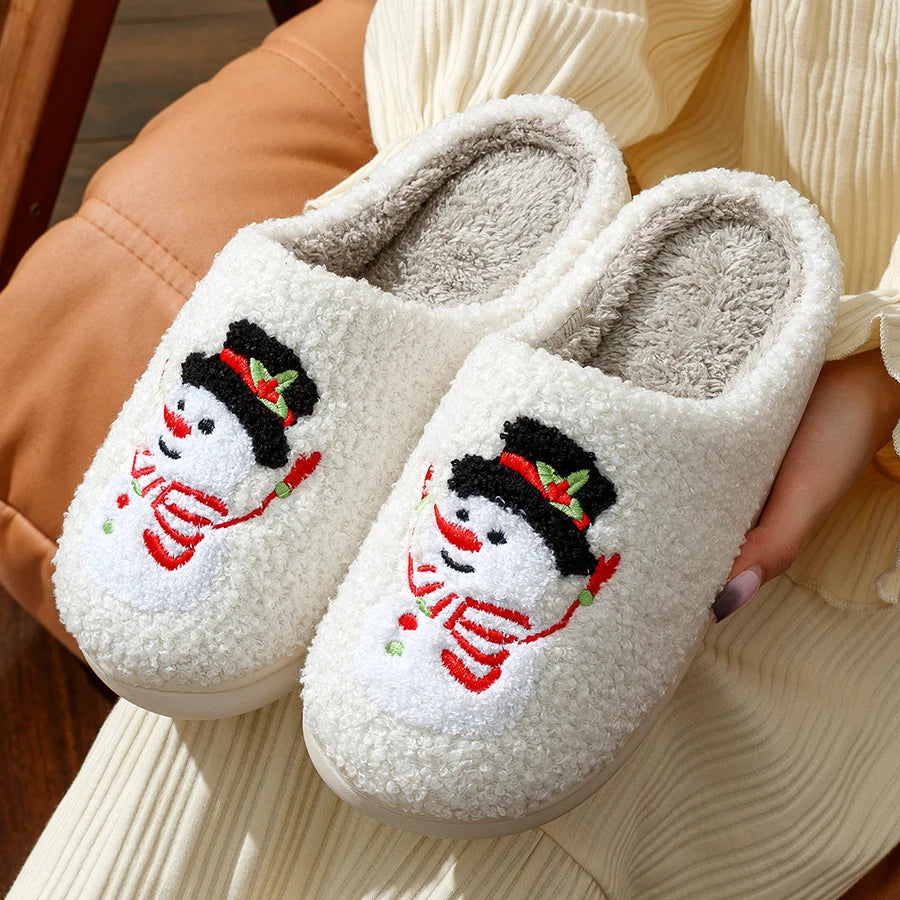 Preppy Aesthetic Cozy Snowman Winter Slippers