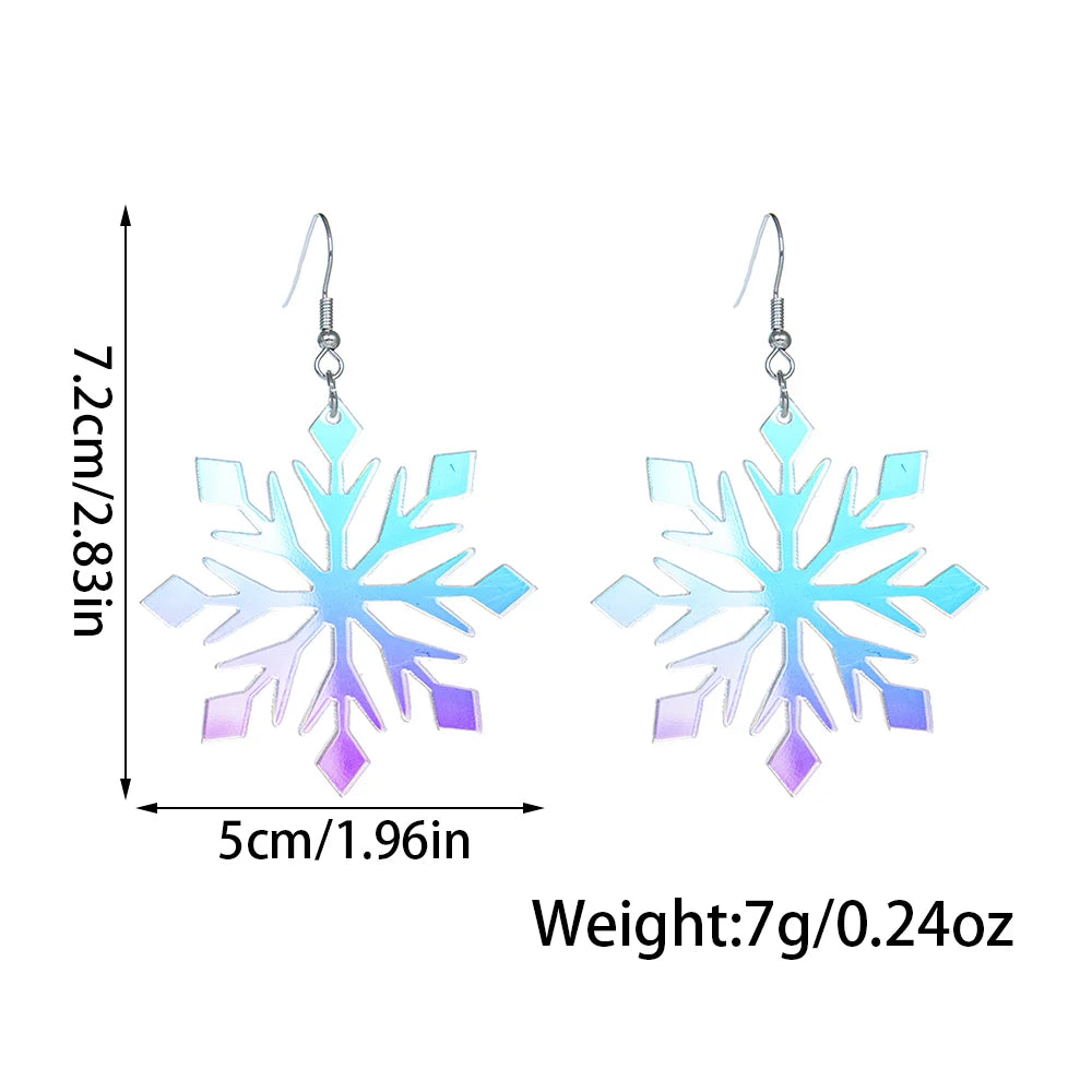 Iridescent Snowflake Winter Aesthetic Dangle Earrings